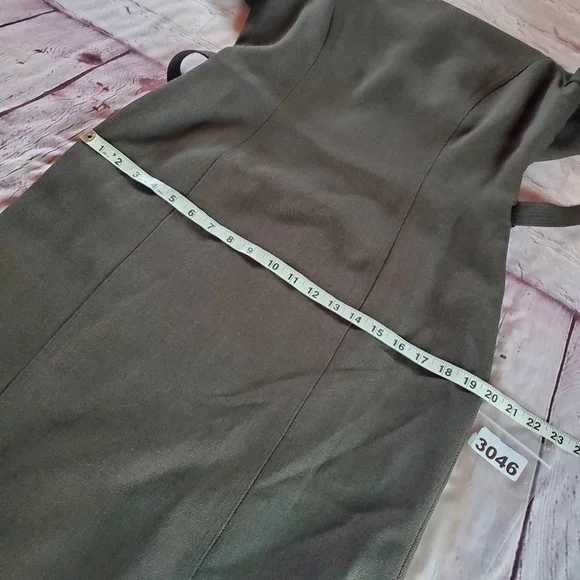 Tahari Arthur S Levine Olive Green Midi Dress Belted Short Sleeves Career Office - Picture 12 of 13